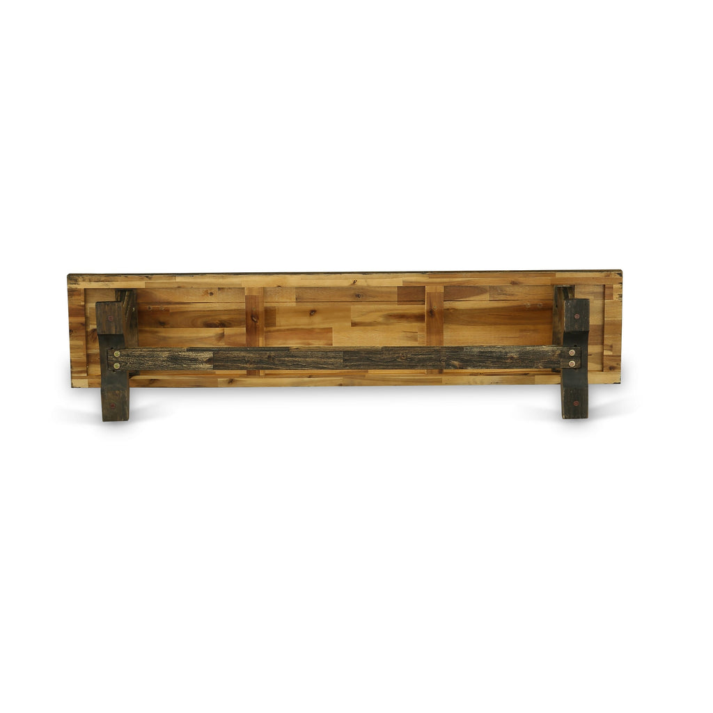 East West Furniture VB777 V-Style Dining Bench with Wooden Seat