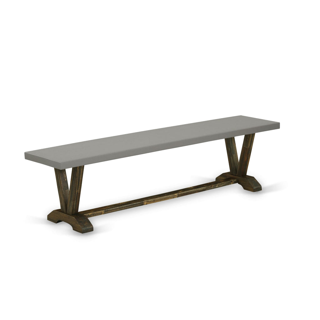 East West Furniture VB797 V-Style Modern Kitchen Bench with Solid Wood Seat