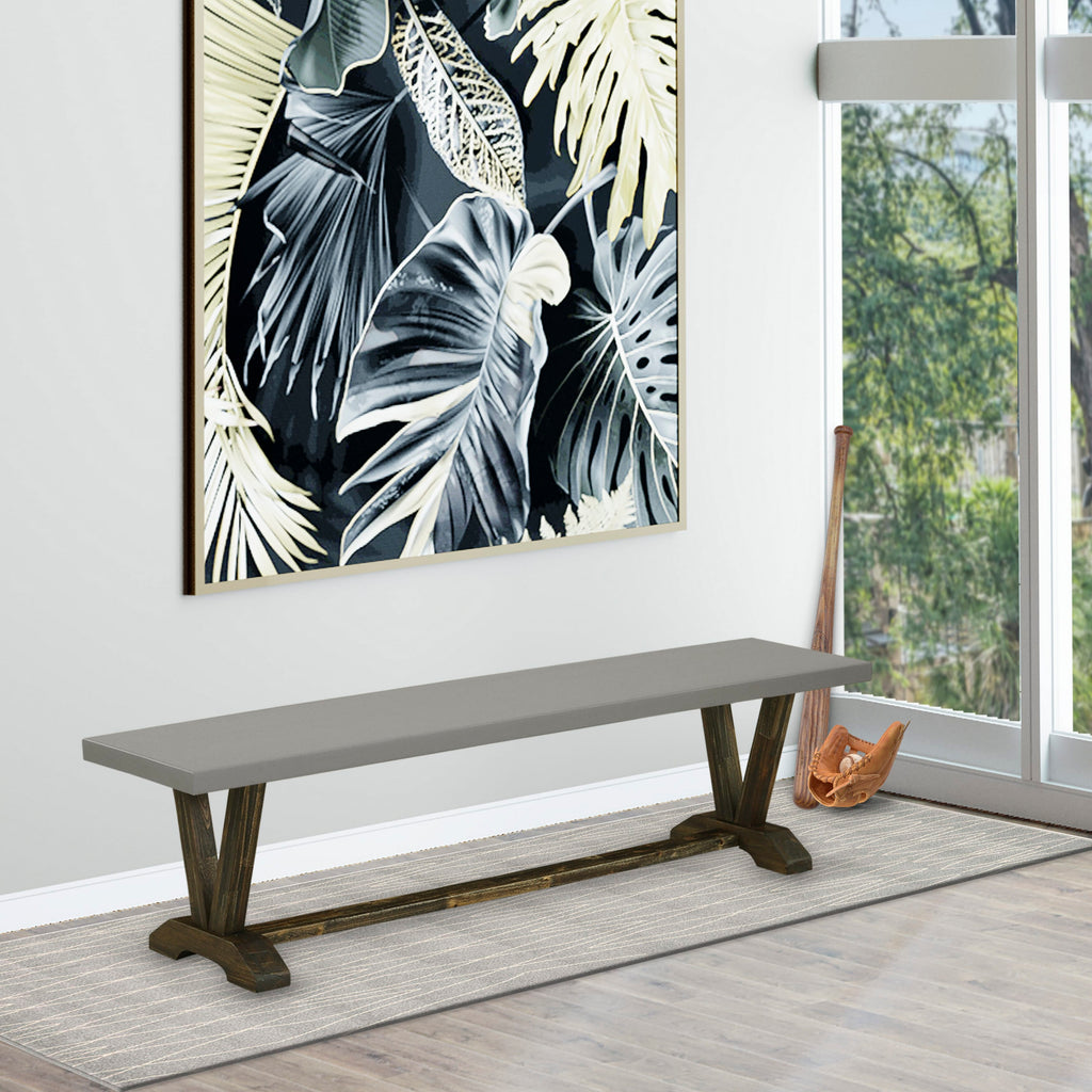 East West Furniture VB797 V-Style Modern Kitchen Bench with Solid Wood Seat