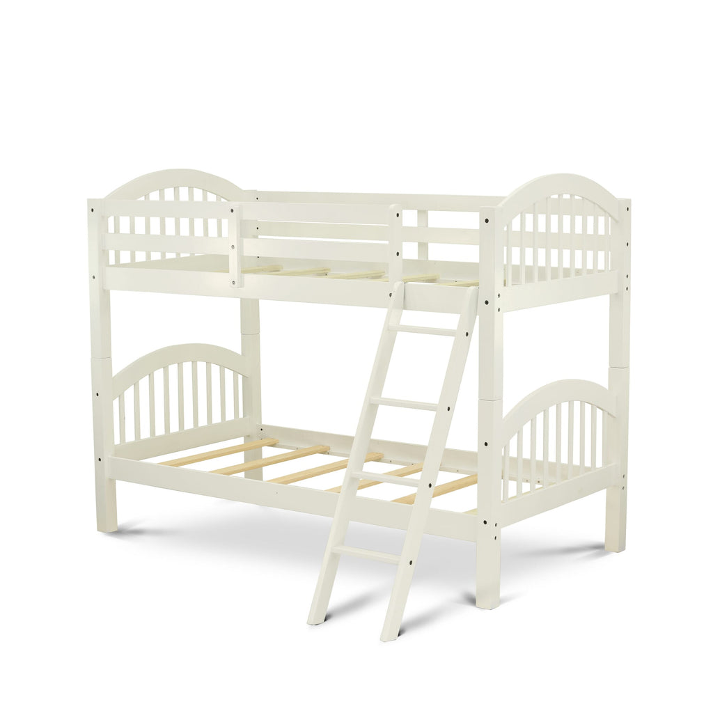 East West Furniture Verona Twin Bunk Bed in White Finish