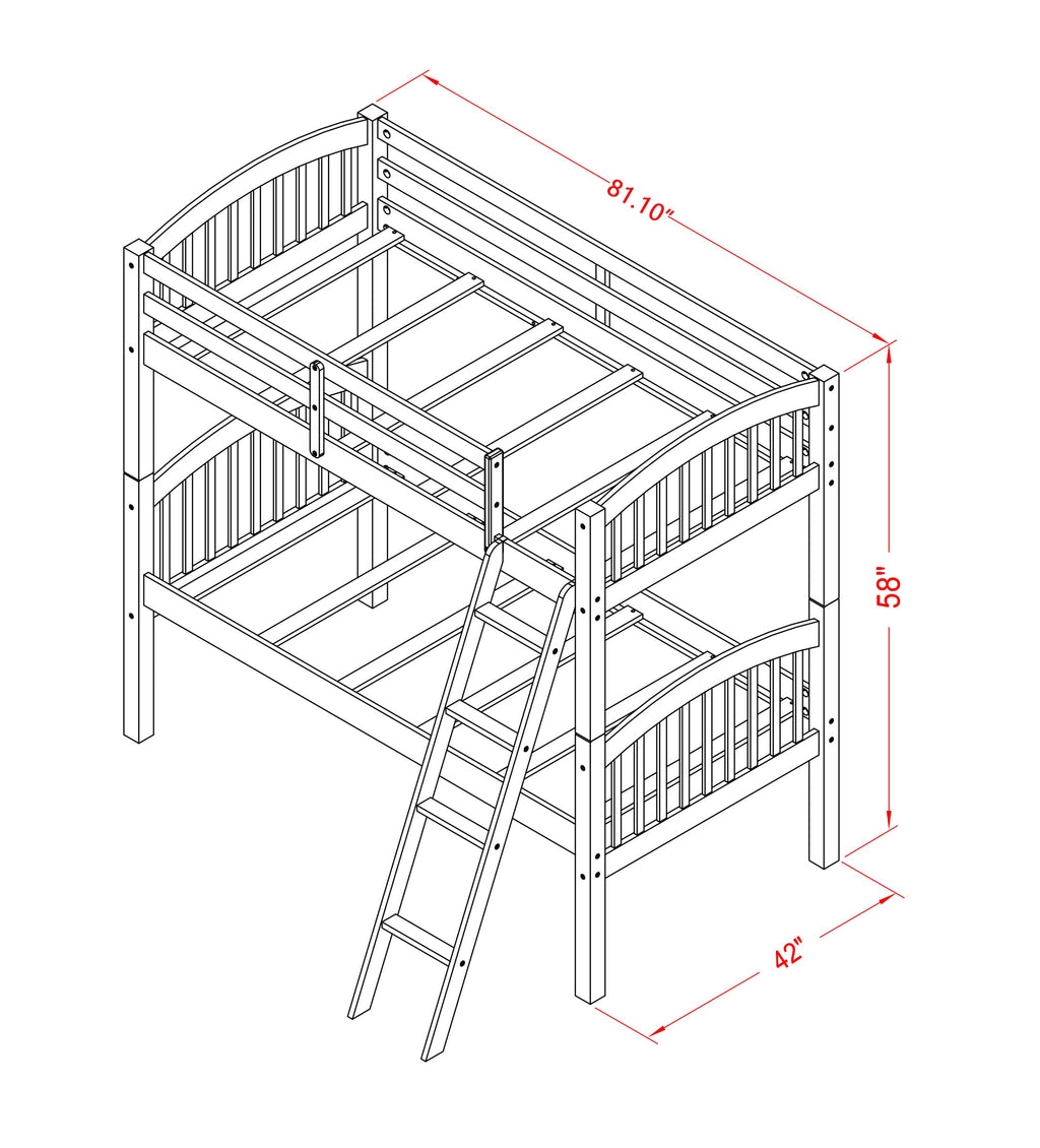 East West Furniture Verona Twin Bunk Bed in Java Finish with Under Drawer