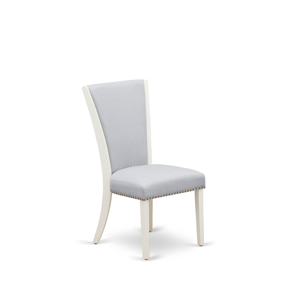 East West Furniture X026VE005-7 7 Piece Kitchen Table Set Consist of a Rectangle Dining Table with X-Legs and 6 Grey Linen Fabric Parson Dining Chairs, 36x60 Inch, Multi-Color