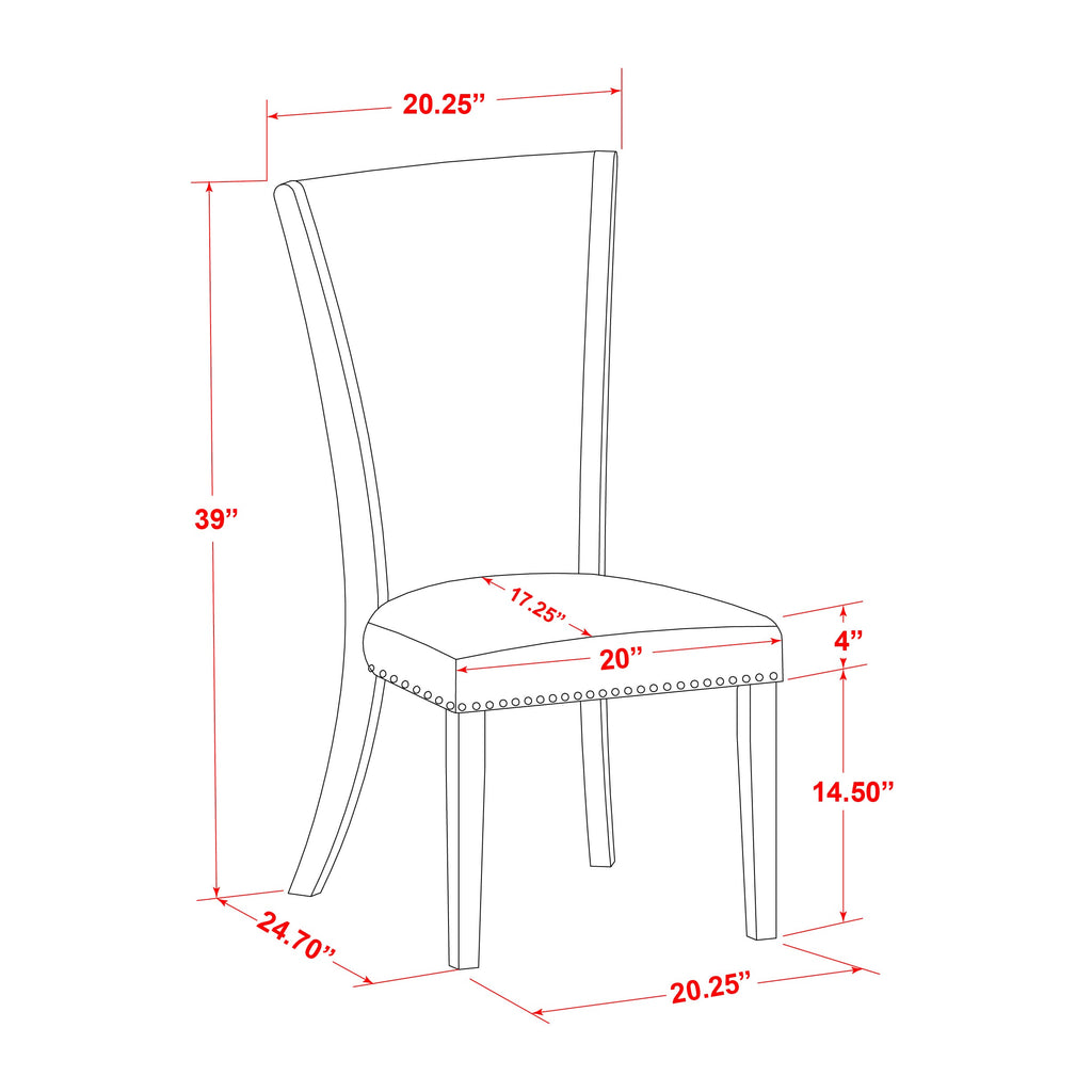 East West Furniture V027VE005-5 5 Piece Dinette Set for 4 Includes a Rectangle Dining Room Table with V-Legs and 4 Grey Linen Fabric Upholstered Parson Chairs