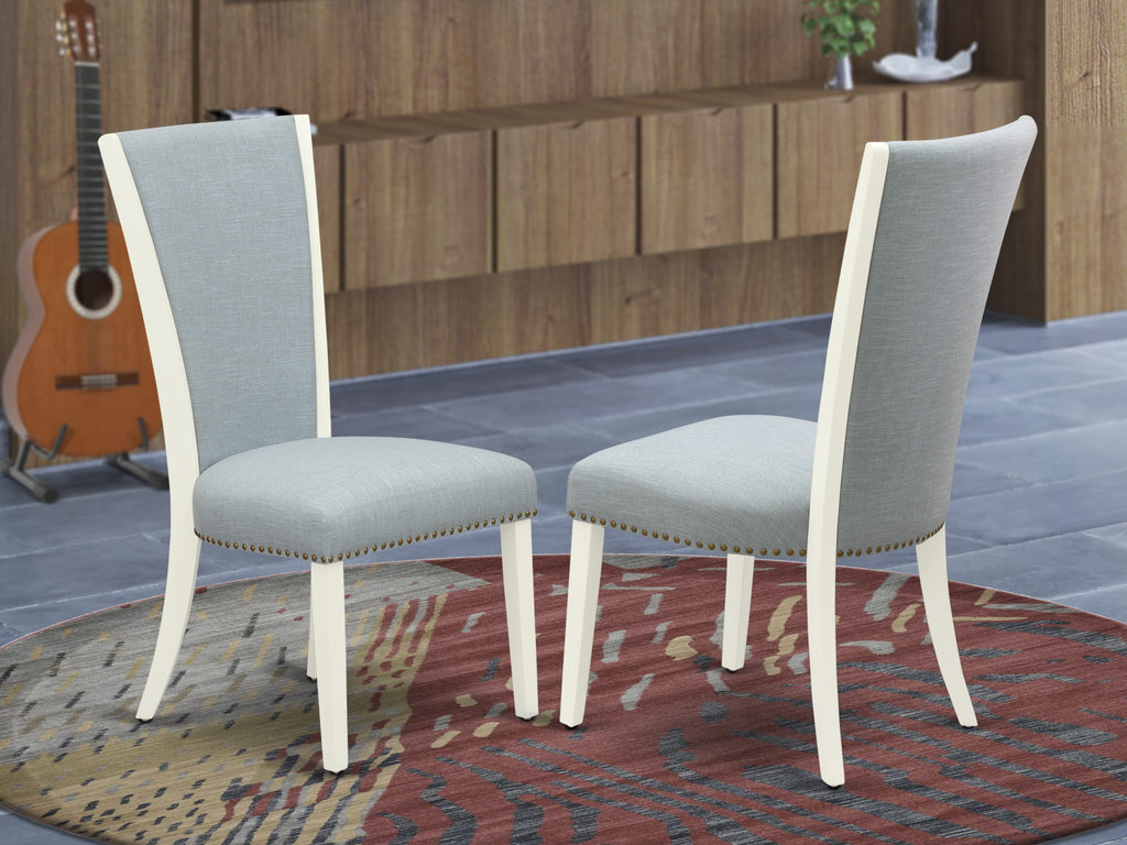 East West Furniture VEP2T15 Verona Parson Dining Chairs - Nailhead Trim Baby Blue Linen Fabric Padded Chairs