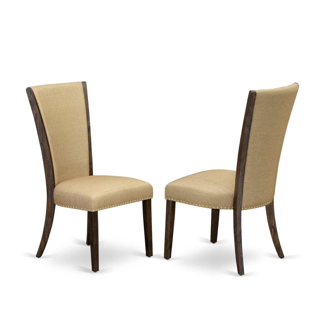 East West Furniture X777VE703-5 5 Piece Dining Set Includes a Rectangle Dining Room Table with X-Legs and 4 Brown Linen Fabric Upholstered Parson Chairs