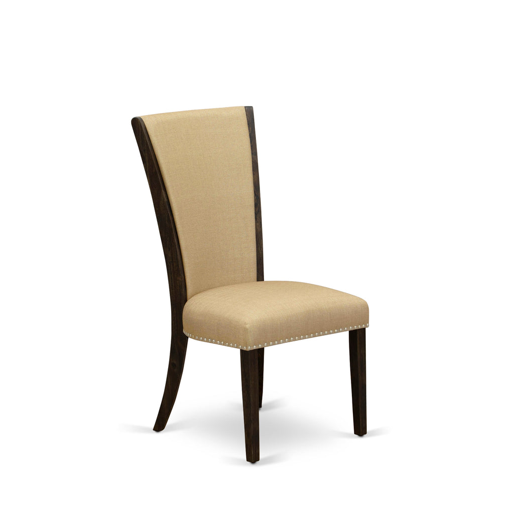 East West Furniture X777VE703-5 5 Piece Dining Set Includes a Rectangle Dining Room Table with X-Legs and 4 Brown Linen Fabric Upholstered Parson Chairs