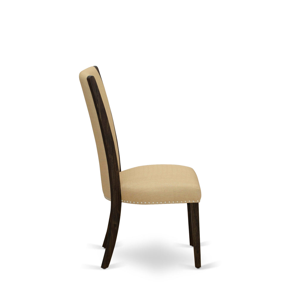 East West Furniture VEP7T03 Verona Parson Dining Chairs - Nailhead Trim Brown Linen Fabric Upholstered Chairs