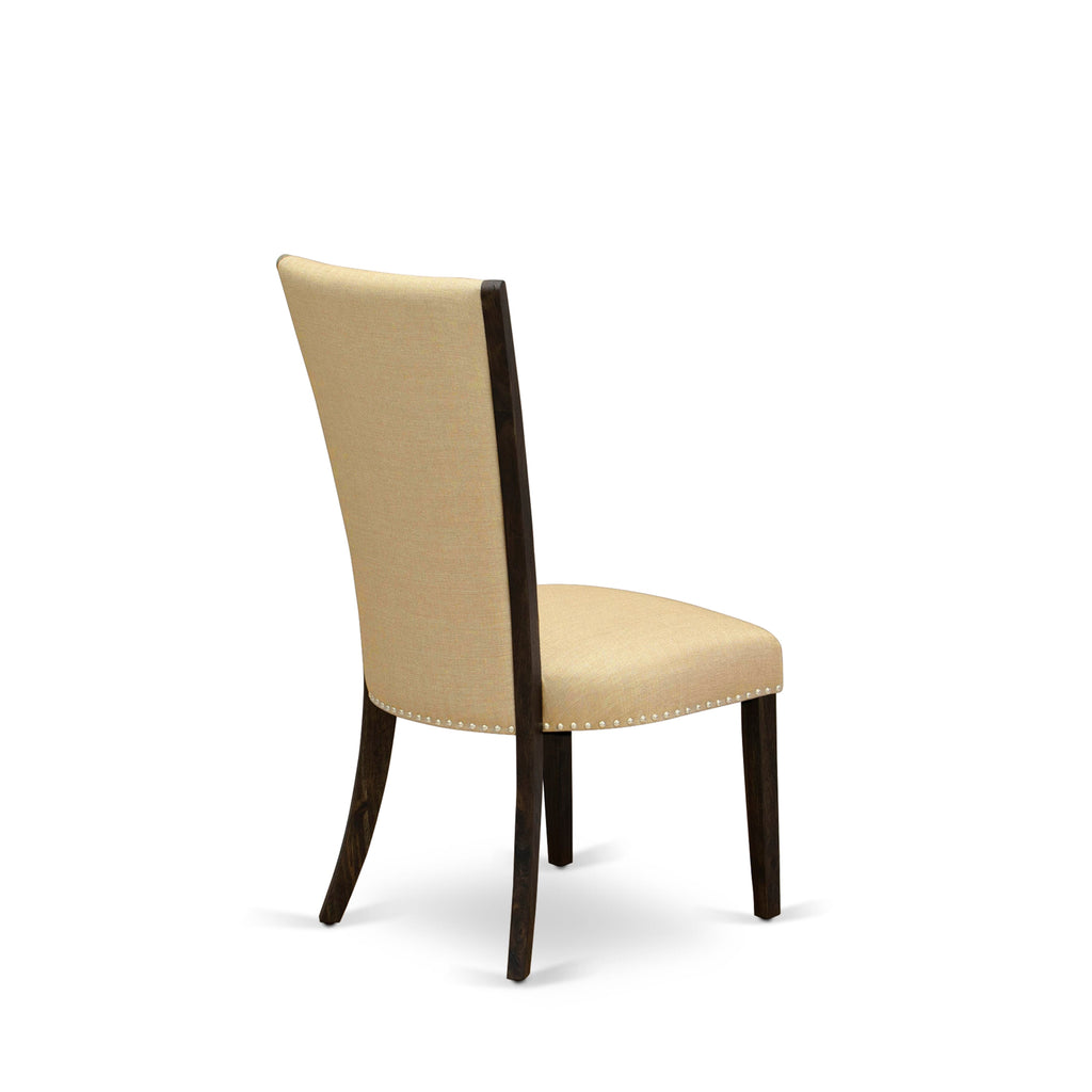 East West Furniture X777VE703-5 5 Piece Dining Set Includes a Rectangle Dining Room Table with X-Legs and 4 Brown Linen Fabric Upholstered Parson Chairs