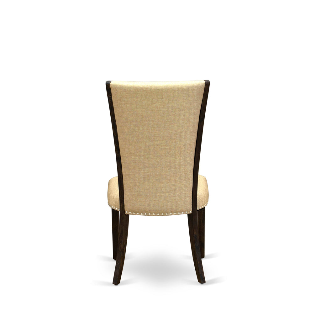 East West Furniture X777VE703-5 5 Piece Dining Set Includes a Rectangle Dining Room Table with X-Legs and 4 Brown Linen Fabric Upholstered Parson Chairs