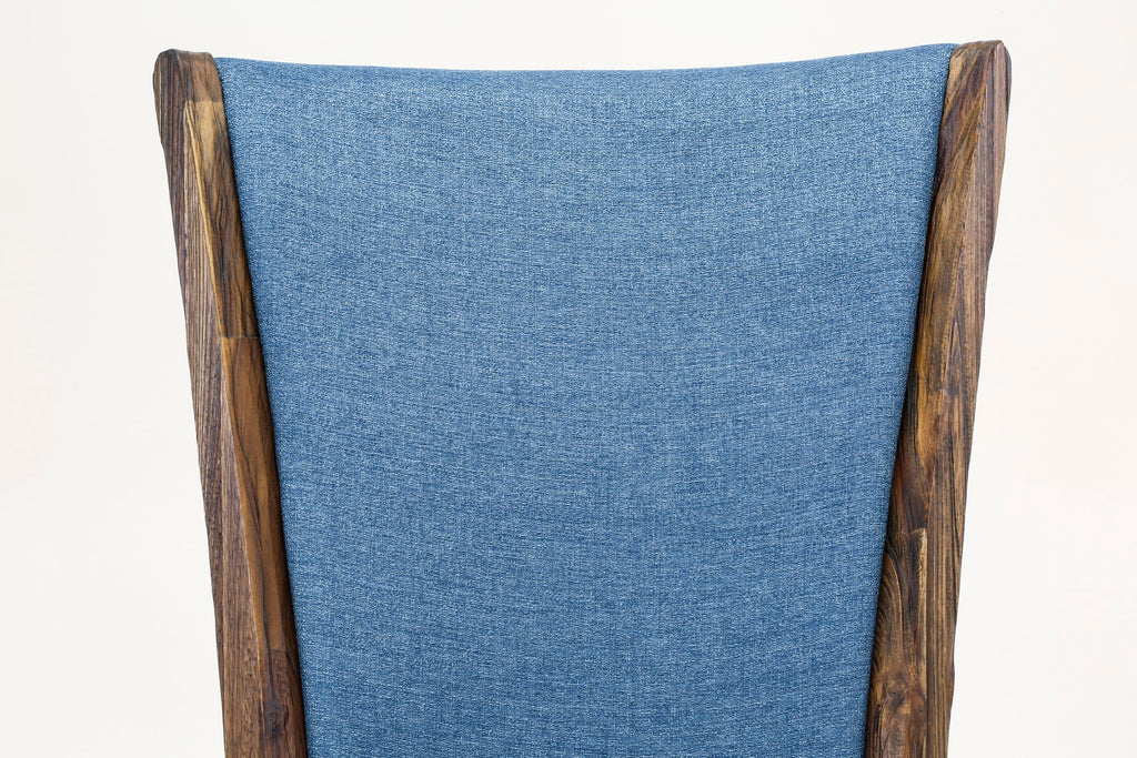 East West Furniture X776VE721-7 7 Piece Kitchen Table Set Consist of a Rectangle Dining Table with X-Legs and 6 Blue Color Linen Fabric Parson Dining Chairs