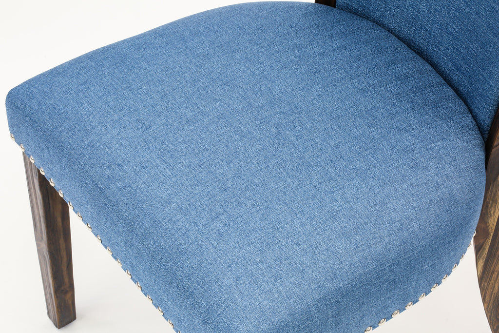 East West Furniture VEP7T21 Verona Parson Kitchen Chairs - Nailhead Trim Blue Color Linen Fabric Upholstered Dining Chairs