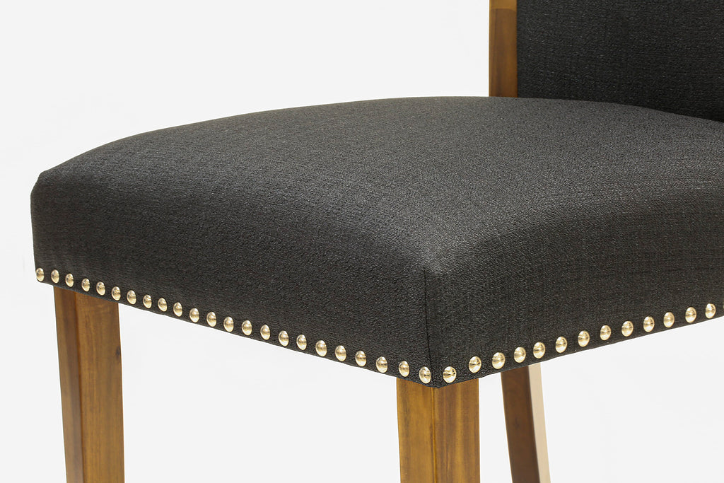 East West Furniture VEP8T24 Verona Parson Dining Chairs - Nailhead Trim Black Color Linen Fabric Upholstered Chairs