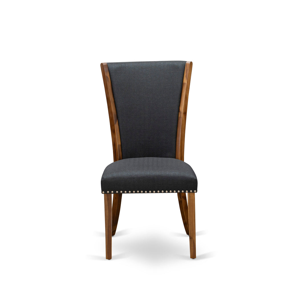 East West Furniture VEP8T24 Verona Parson Dining Chairs - Nailhead Trim Black Color Linen Fabric Upholstered Chairs