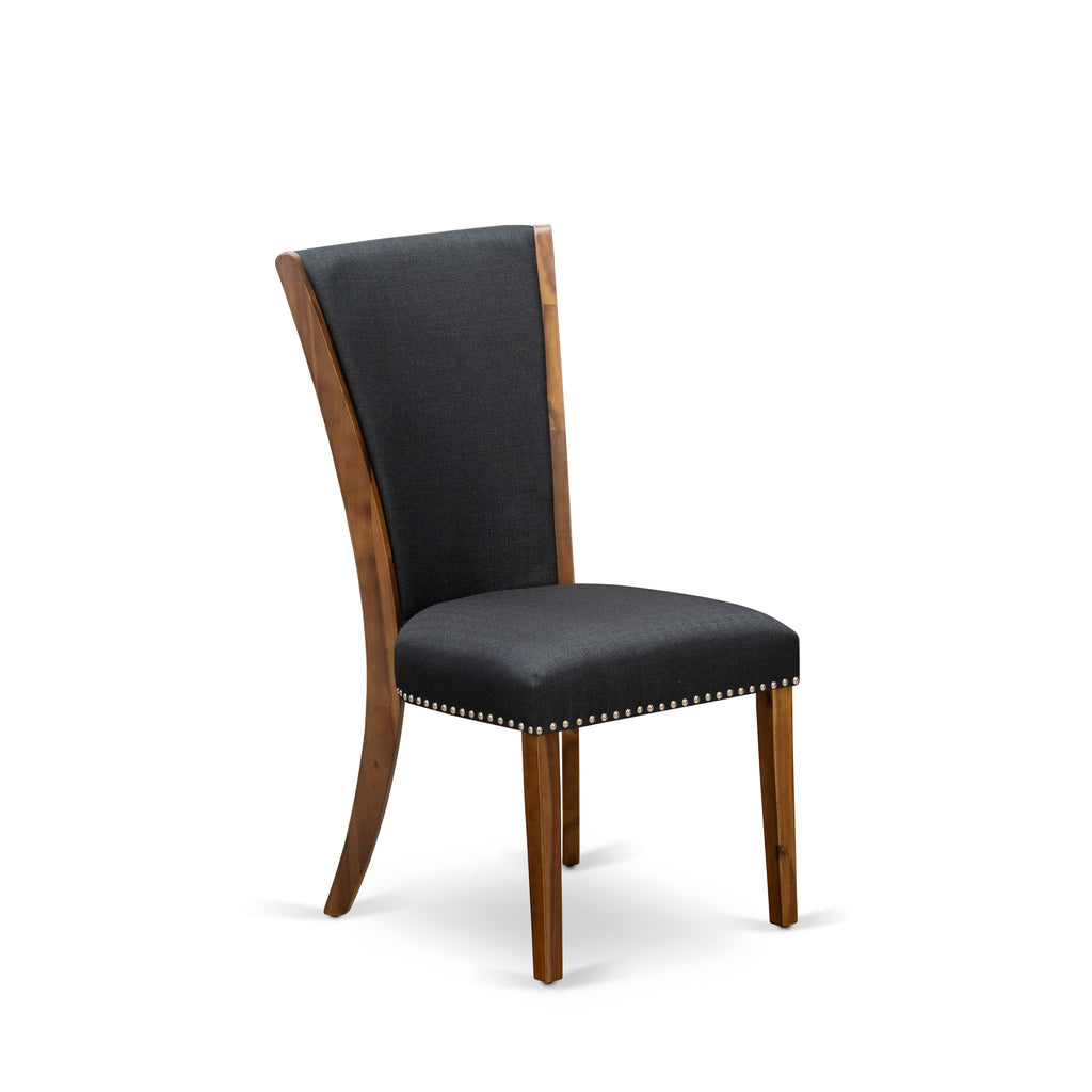 East West Furniture VEP8T24 Verona Parson Dining Chairs - Nailhead Trim Black Color Linen Fabric Upholstered Chairs