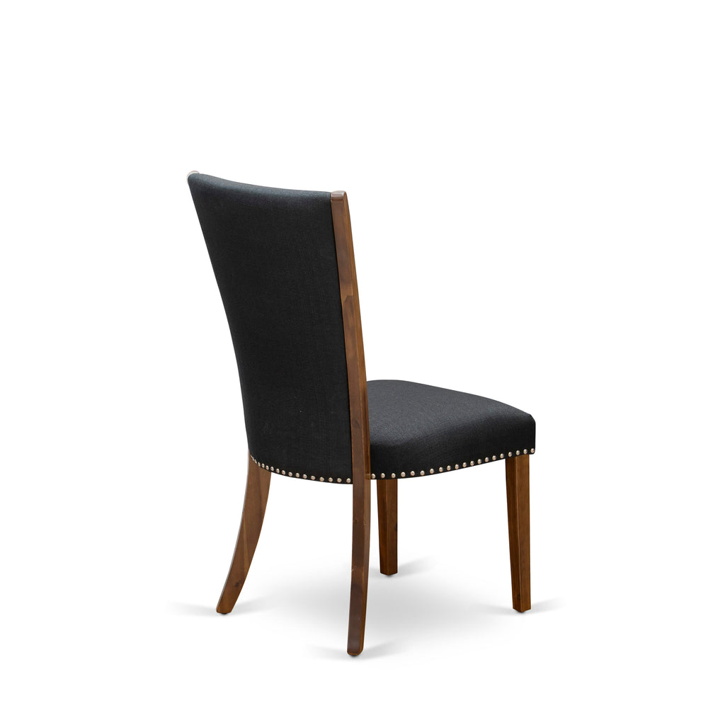 Luxe by East West Furniture F3VE5-50N-24 5 Piece Dining Table Set for 4 Includes a 54" Round Table with Pedestal and 4 Black Linen Fabric Parson Chairs, Antique Walnut