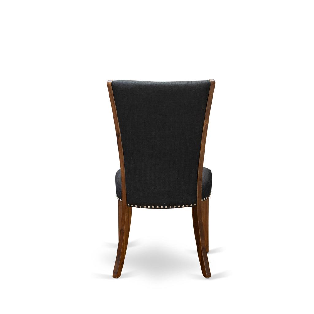 East West Furniture VEP8T24 Verona Parson Dining Chairs - Nailhead Trim Black Color Linen Fabric Upholstered Chairs