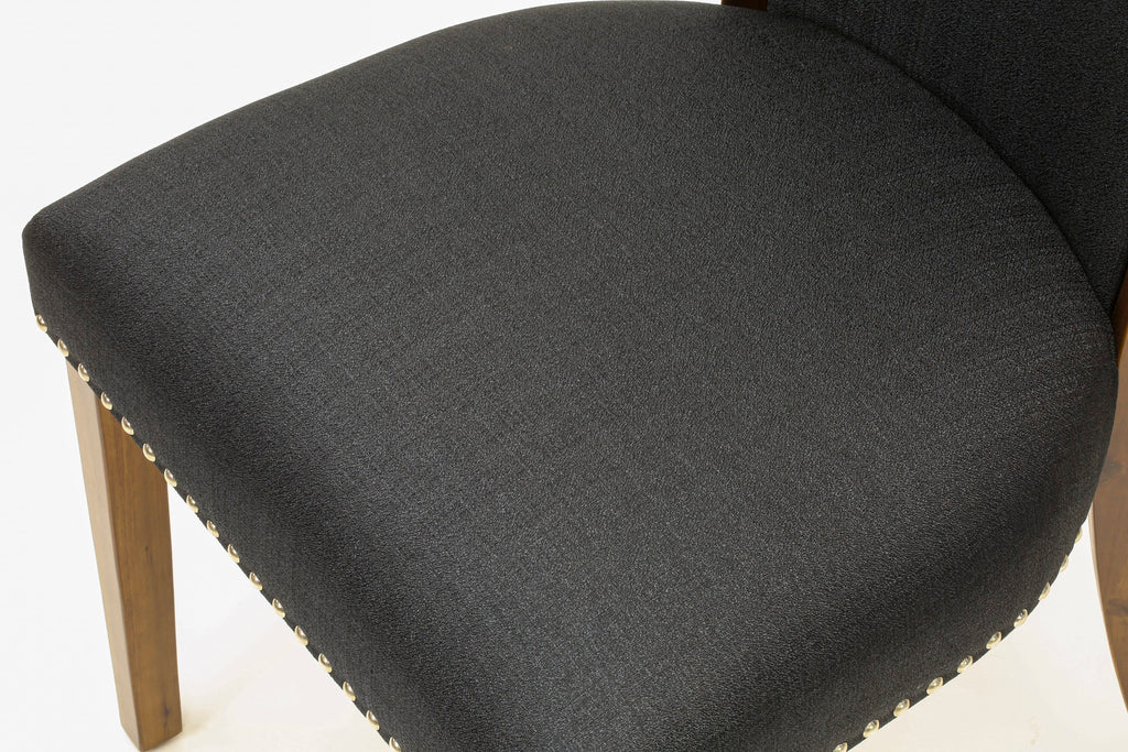 East West Furniture VEP8T24 Verona Parson Dining Chairs - Nailhead Trim Black Color Linen Fabric Upholstered Chairs