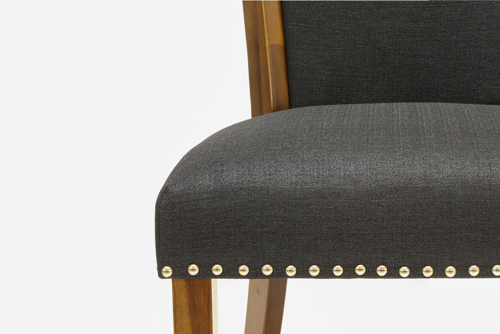 East West Furniture VEP8T24 Verona Parson Dining Chairs - Nailhead Trim Black Color Linen Fabric Upholstered Chairs
