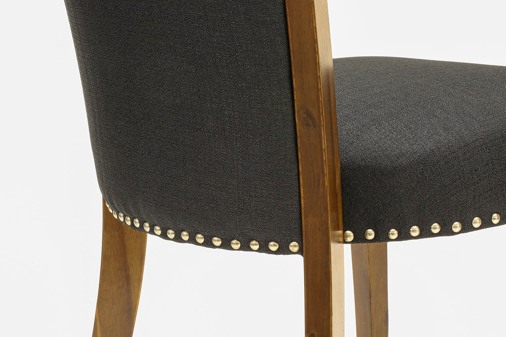 East West Furniture VEP8T24 Verona Parson Dining Chairs - Nailhead Trim Black Color Linen Fabric Upholstered Chairs