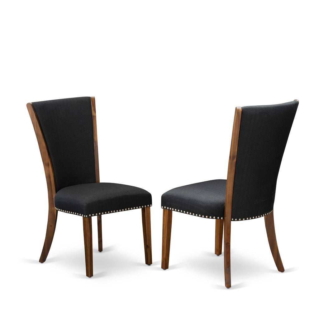 East West Furniture VEP8T24 Verona Parson Dining Chairs - Nailhead Trim Black Color Linen Fabric Upholstered Chairs