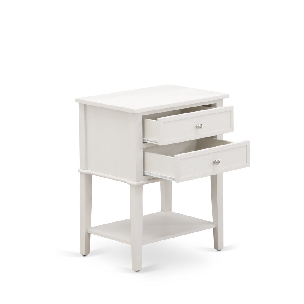 East West Furniture VL-0C-ET Small Night Stand with 2 Wooden Drawers, Stable and Sturdy Constructed - Wire brushed Butter Cream Finish