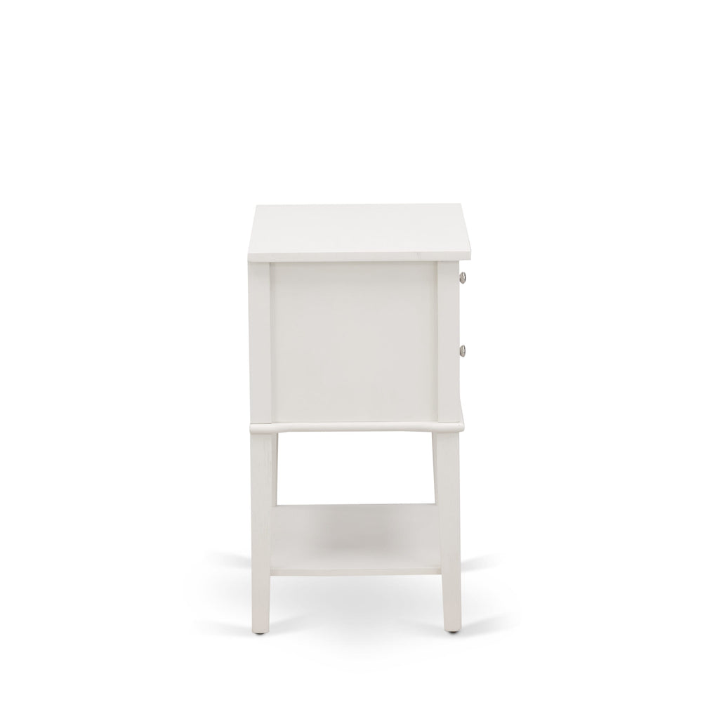 East West Furniture VL-0C-ET Small Night Stand with 2 Wooden Drawers, Stable and Sturdy Constructed - Wire brushed Butter Cream Finish