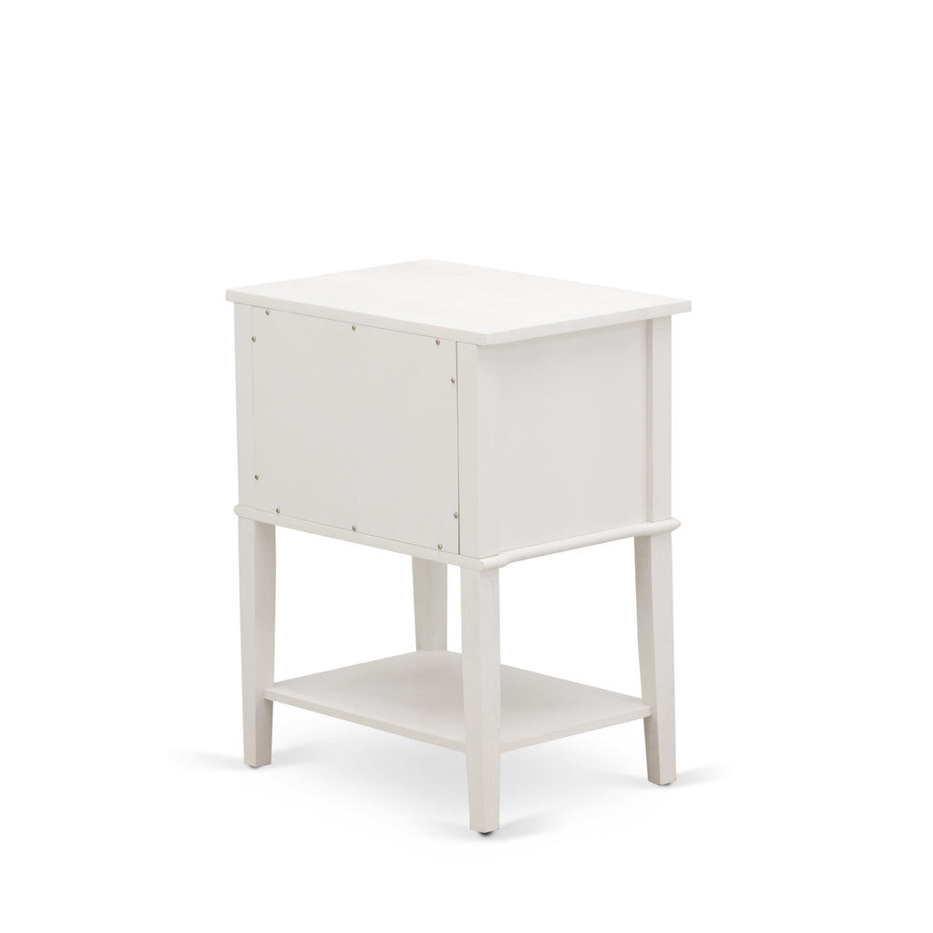 East West Furniture VL-0C-ET Small Night Stand with 2 Wooden Drawers, Stable and Sturdy Constructed - Wire brushed Butter Cream Finish