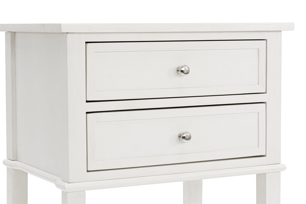 East West Furniture VL-0C-ET Small Night Stand with 2 Wooden Drawers, Stable and Sturdy Constructed - Wire brushed Butter Cream Finish