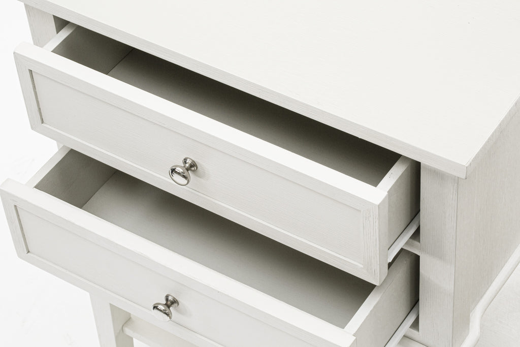 East West Furniture VL-0C-ET Small Night Stand with 2 Wooden Drawers, Stable and Sturdy Constructed - Wire brushed Butter Cream Finish