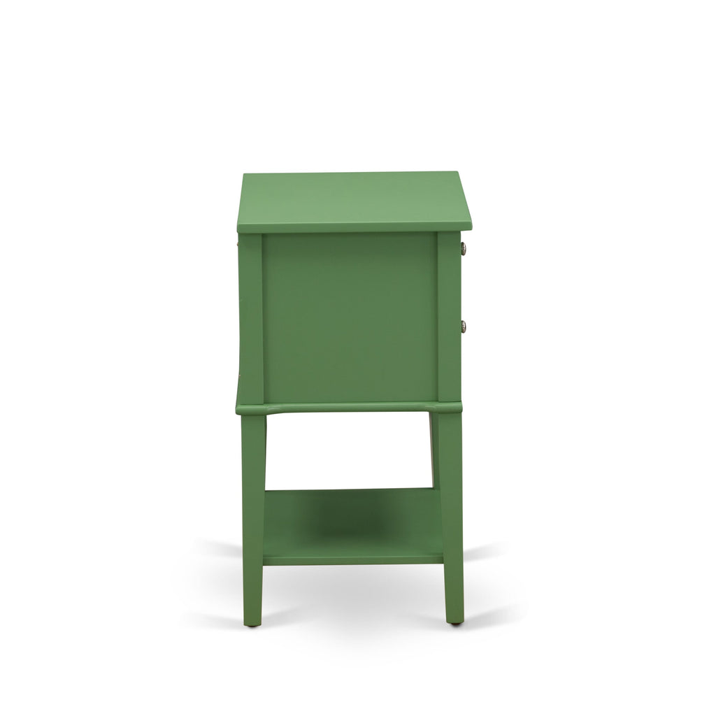 East West Furniture VL-12-ET Modern Wooden Nightstand with 2 Mid Century Wooden Drawers, Stable and Sturdy Constructed - Clover Green Finish