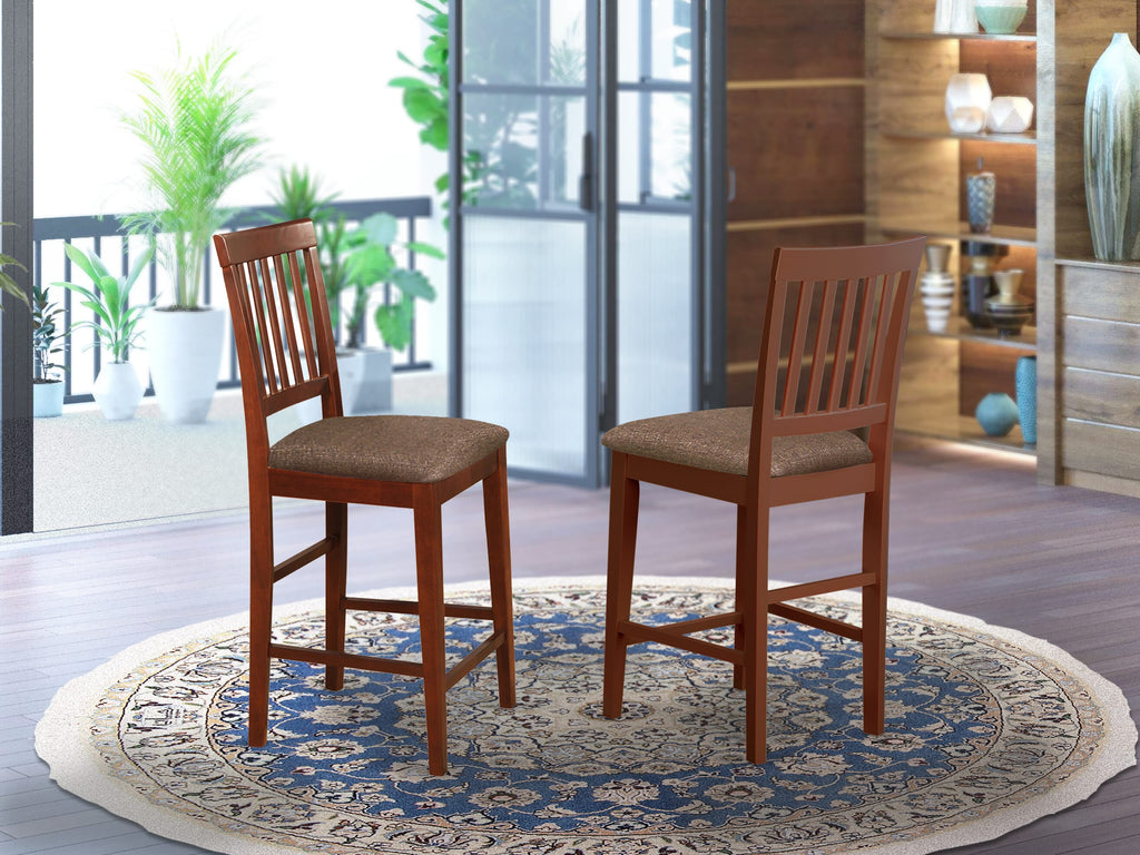 East West Furniture YAVN3-MAH-C 3 Piece Kitchen Counter Height Dining Table Set  Contains a Rectangle Dining Room Table and 2 Linen Fabric Upholstered Chairs