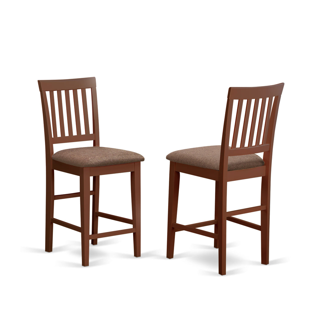 East West Furniture YAVN5-MAH-C 5 Piece Counter Height Pub Set Includes a Rectangle Dining Table and 4 Linen Fabric Kitchen Dining Chairs
