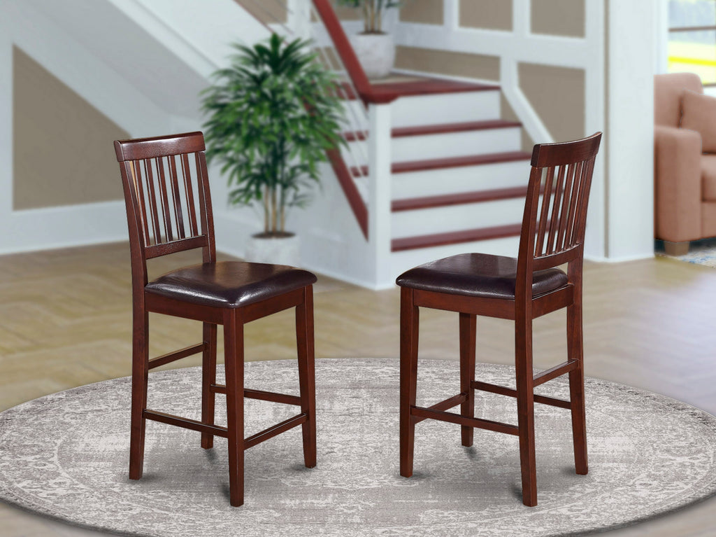 East West Furniture VNS-MAH-LC Vernon Counter Height Bar Stool - Faux Leather Pub Height Kitchen Chairs