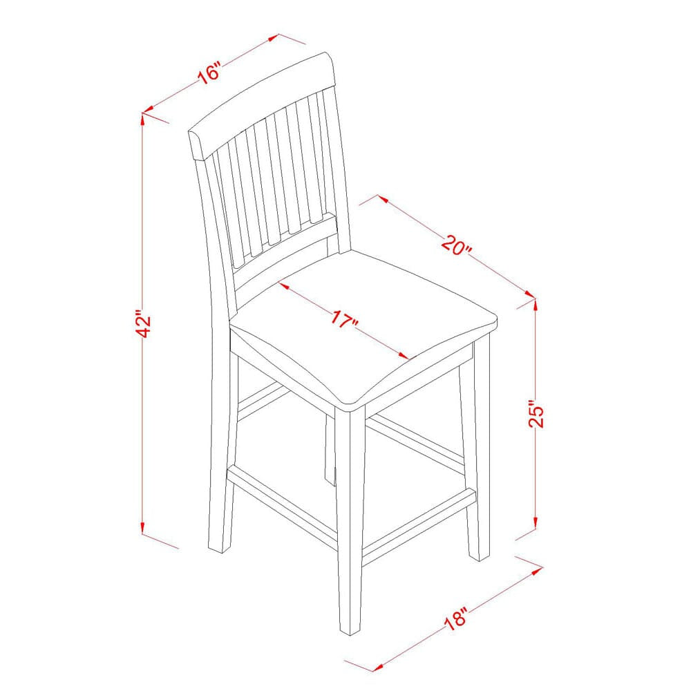 East West Furniture VNS-MAH-LC Vernon Counter Height Bar Stool - Faux Leather Pub Height Kitchen Chairs