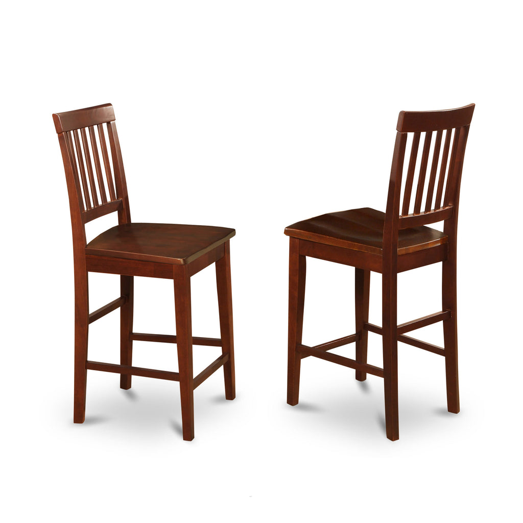 East West Furniture YAVN3-MAH-W 3 Piece Counter Height Dining Set for Small Spaces Contains a Rectangle Dining Room Table and 2 Wooden Seat Chairs, 30x48 Inch, Mahogany