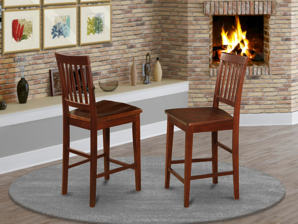 East West Furniture VNS-MAH-W Vernon Modern Counter Stool -  Pub Height Wooden Chairs