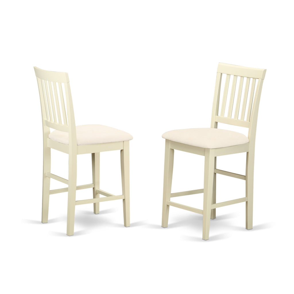East West Furniture VNS-WHI-C Vernon Counter Height Stool - Linen Fabric Pub Height Wooden Chairs