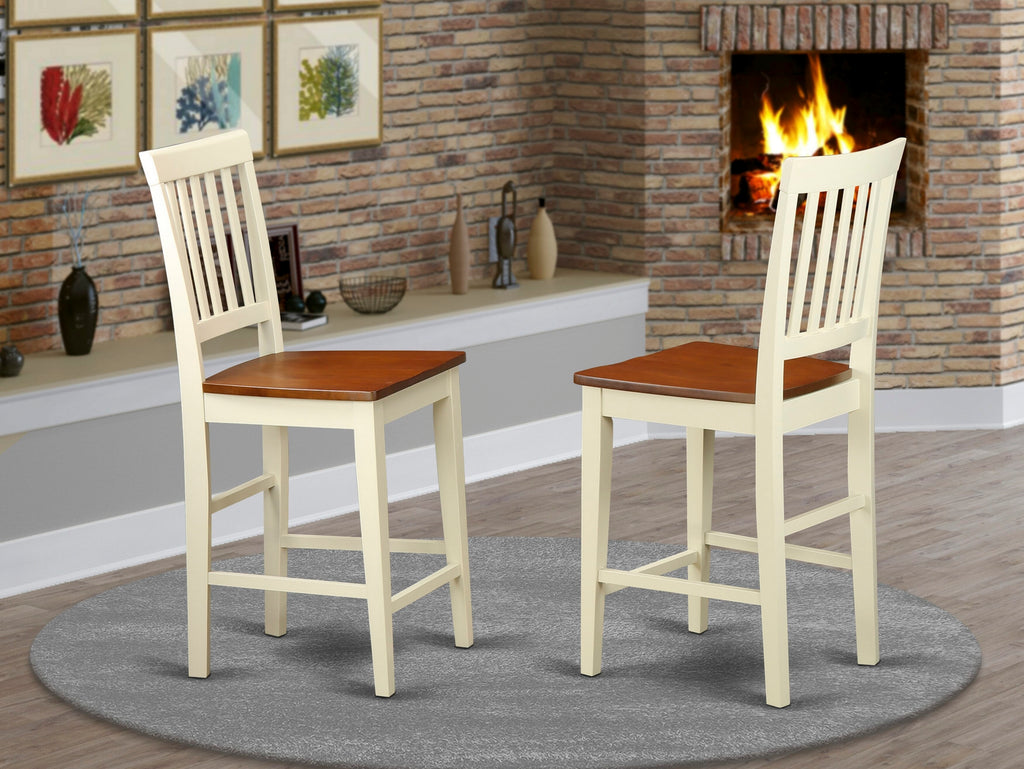 East West Furniture VNS-WHI-W Vernon Counter Height Bar Stool - Pub Height Wooden Chairs