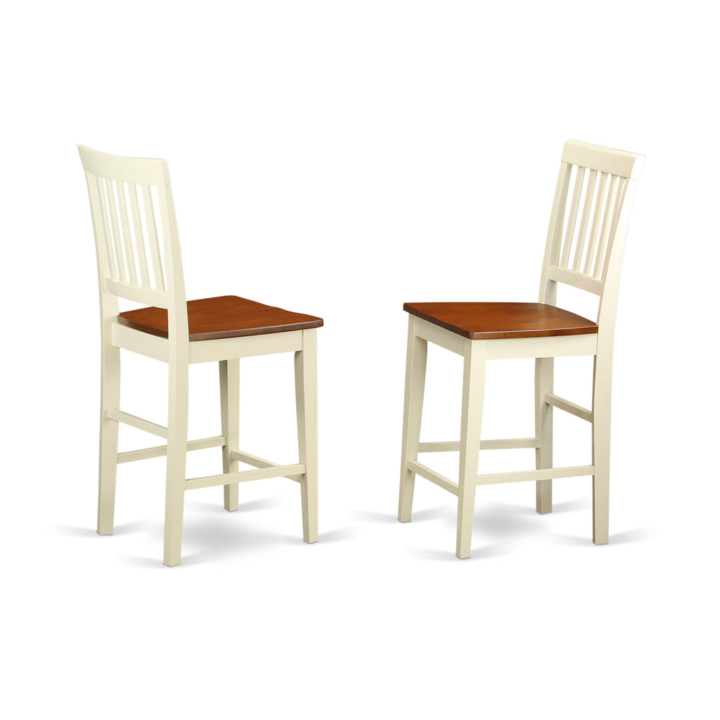 East West Furniture VNS-WHI-W Vernon Counter Height Bar Stool - Pub Height Wooden Chairs