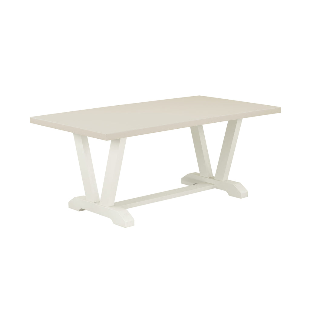 East West Furniture V027MZ001-5 5 Piece Dining Room Furniture Set Includes a Rectangle Dining Table with V-Legs and 4 Cream Linen Fabric Parsons Chairs, 40x72 Inch, Multi-Color