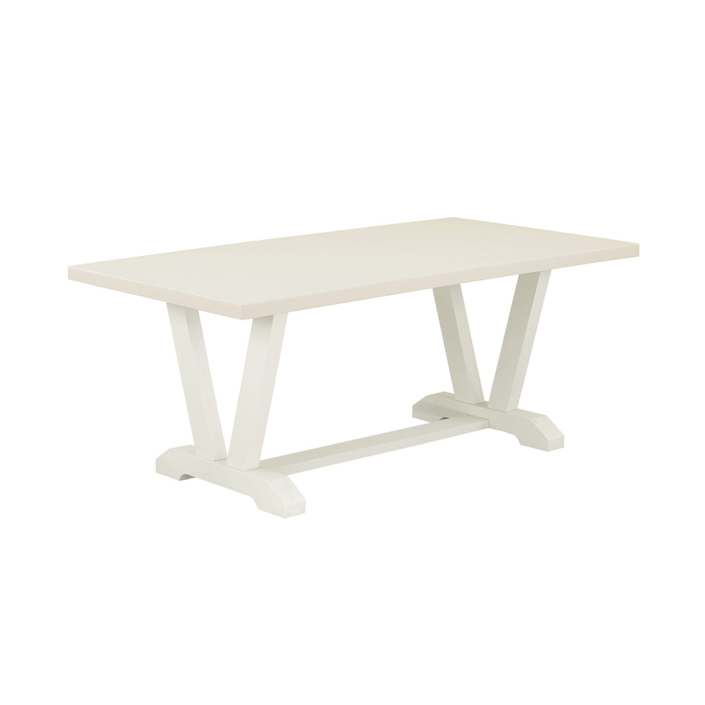 VT027 V-Style 40x72 Rectangular Solid Wood Dining Table - Wirebrushed Linen White Color