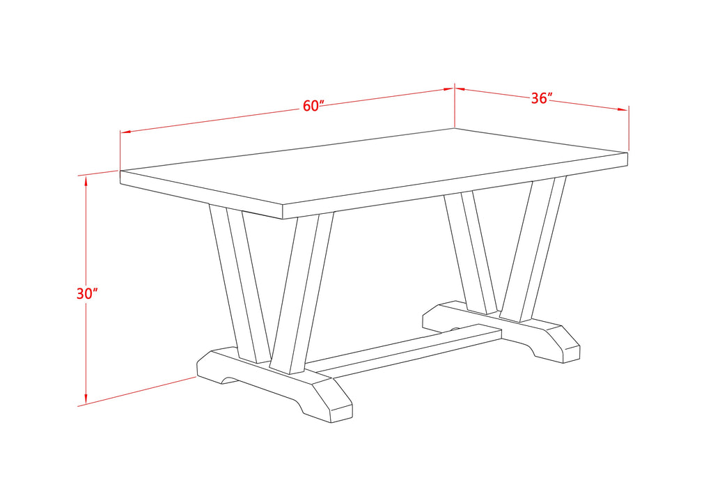 East West Furniture VT076 V-Style Modern Dining Table - a Rectangle Kitchen Table Top with Stylish Legs