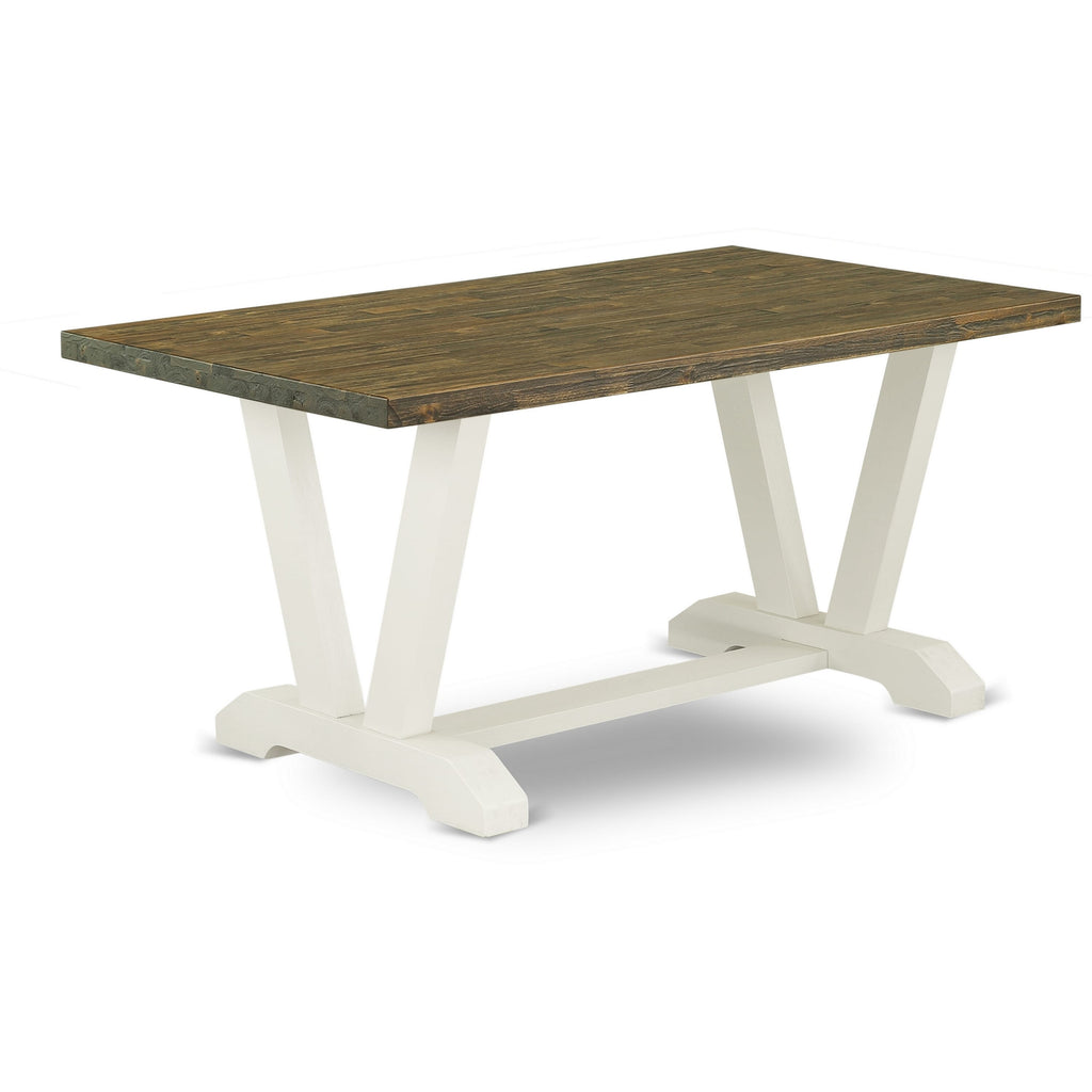 East West Furniture VT076 V-Style Modern Dining Table - a Rectangle Kitchen Table Top with Stylish Legs
