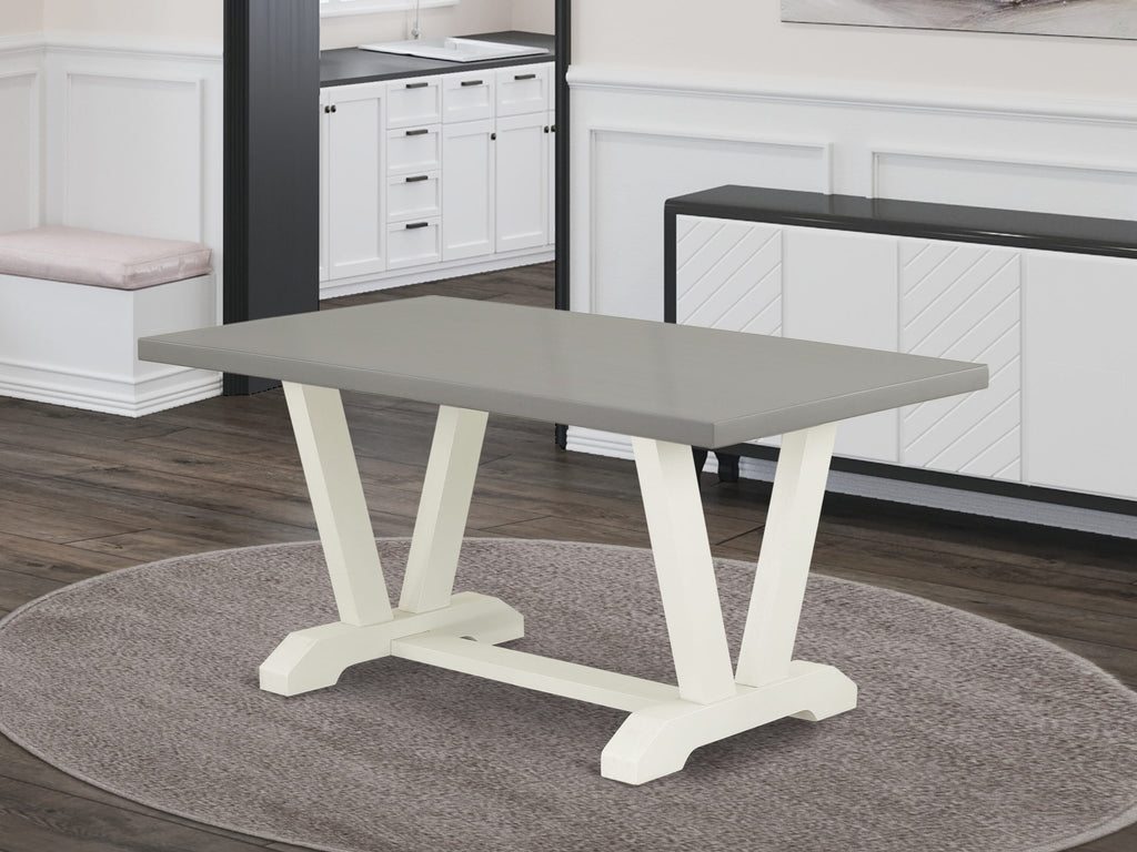 East West Furniture VT096 V-Style Mid-Century Modern Dining Table - a Rectangle Wooden Table Top with Stylish Legs