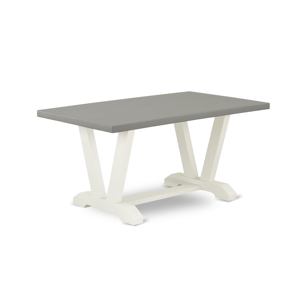 East West Furniture VT096 V-Style Mid-Century Modern Dining Table - a Rectangle Wooden Table Top with Stylish Legs