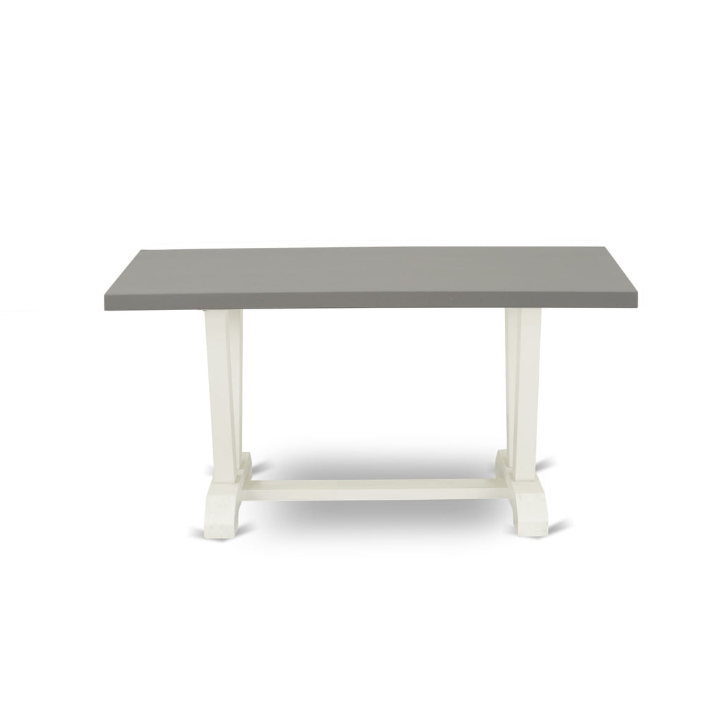 East West Furniture VT096 V-Style Mid-Century Modern Dining Table - a Rectangle Wooden Table Top with Stylish Legs