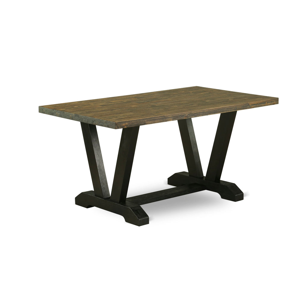 East West Furniture VT676 V-Style Modern Dining Table - a Rectangle Kitchen Table Top with Stylish Legs