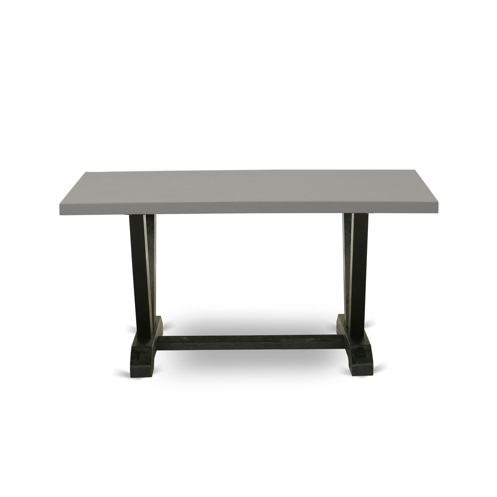 East West Furniture VT696 V-Style Modern Kitchen Table - a Rectangle Dining Table Top with Stylish Legs