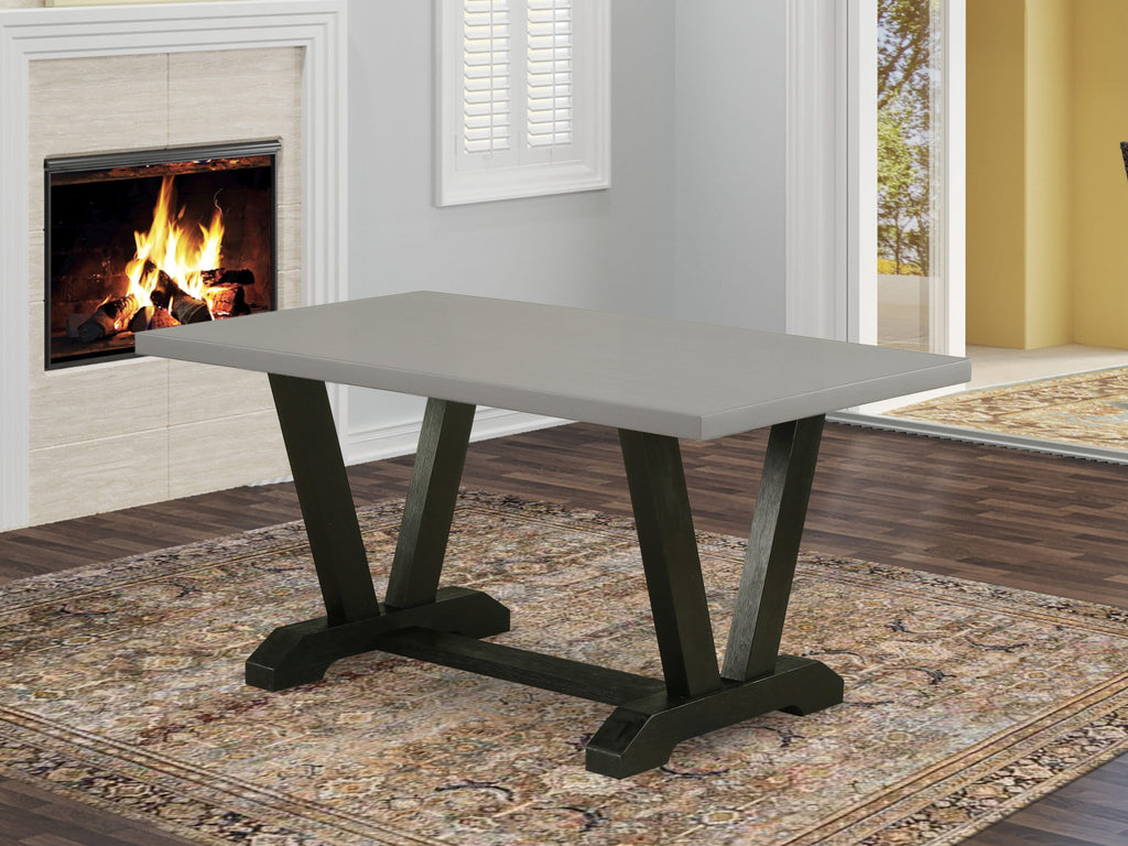 East West Furniture VT696 V-Style Modern Kitchen Table - a Rectangle Dining Table Top with Stylish Legs
