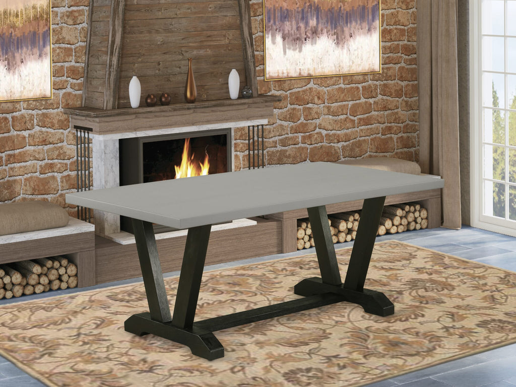 East West Furniture VT697 V-Style Modern Kitchen Table - a Rectangle Dining Table Top with Stylish Legs